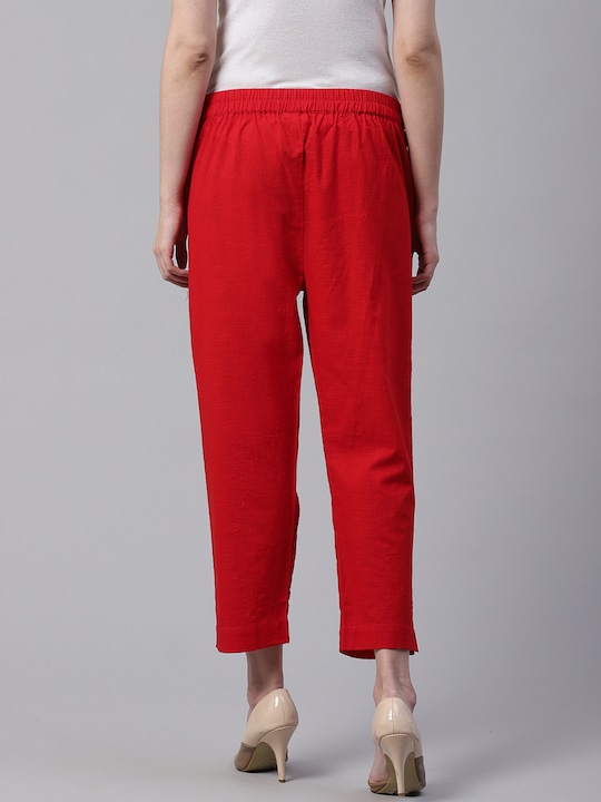 Linen trousers Max Mara Red size 16 UK in Linen - 23790863