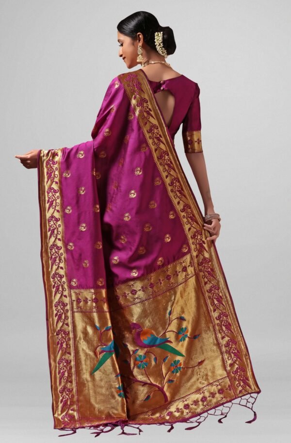 Janasya Women s Purple Silk Cotton Woven Design Saree with Blouse Piece Janasya 3227 Copy scaled