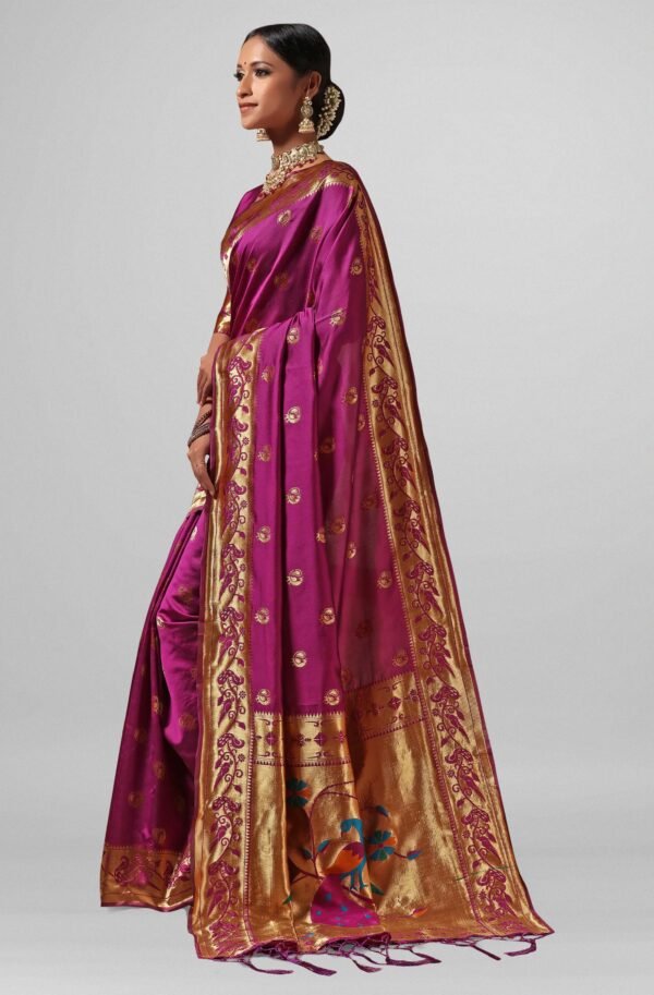 Janasya Women s Purple Silk Cotton Woven Design Saree with Blouse Piece Janasya 7977 Copy scaled