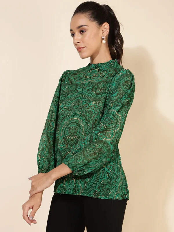 Green Georgette Digital Printed Regular Top Janasya 9813