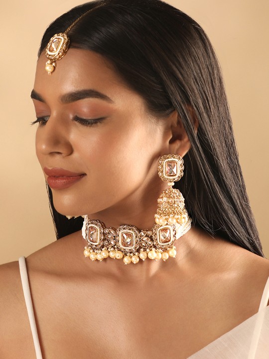 e0e52138 e3bf 45e4 8831 c107c2a704ec1733992880927 Rubans Gold Plated AD Studded Pearl Beaded Jewellery Set 41 1